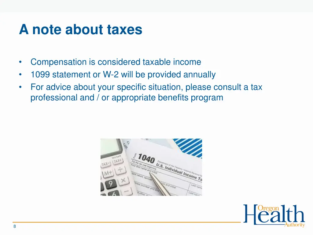 a note about taxes