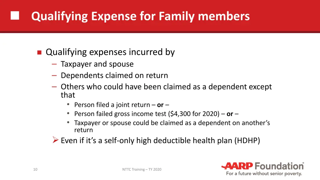 qualifying expense for family members