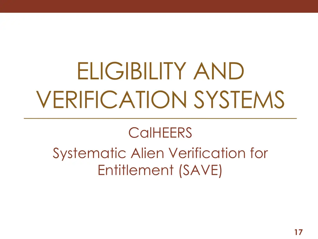 eligibility and verification systems