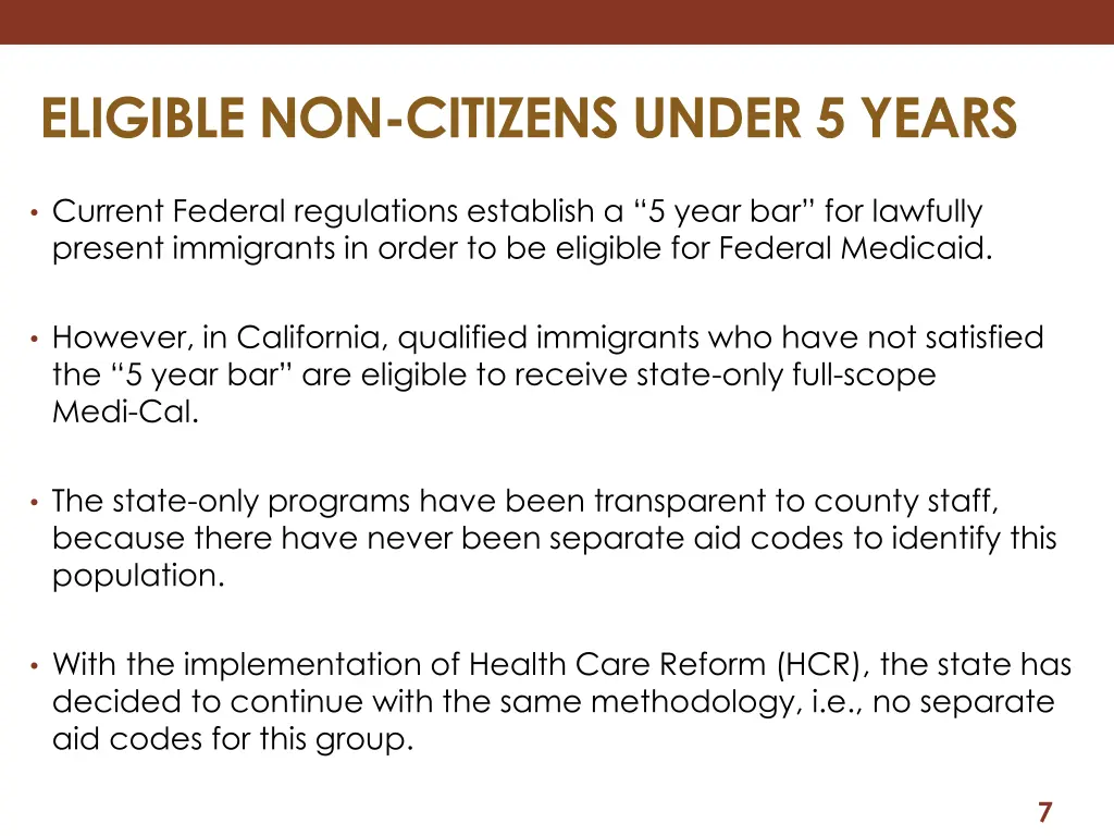 eligible non citizens under 5 years