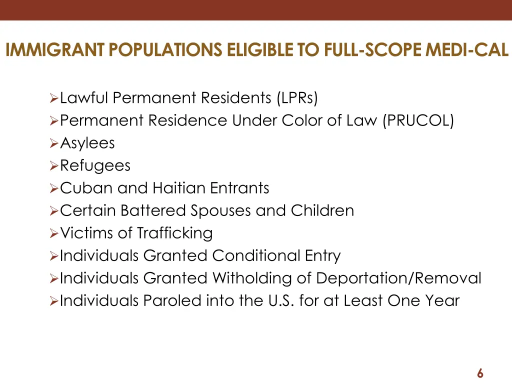 immigrant populations eligible to full scope medi