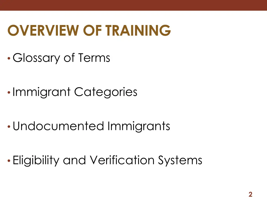 overview of training