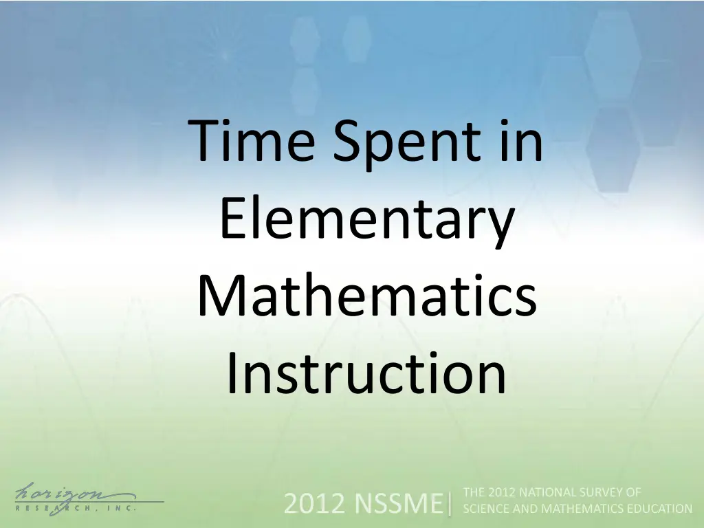 time spent in elementary mathematics instruction