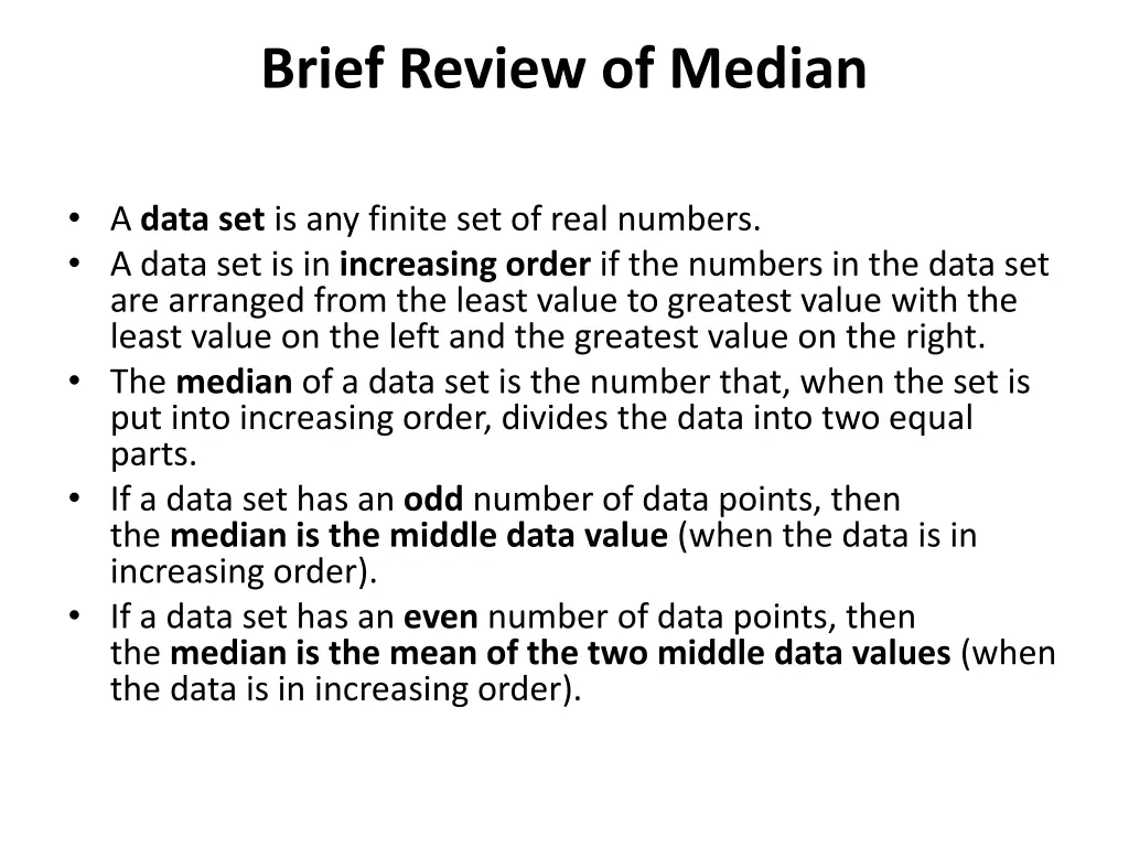 brief review of median