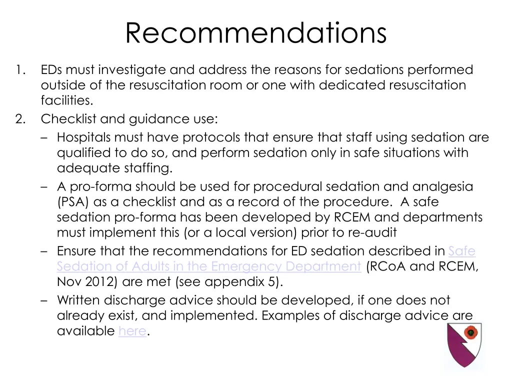 recommendations