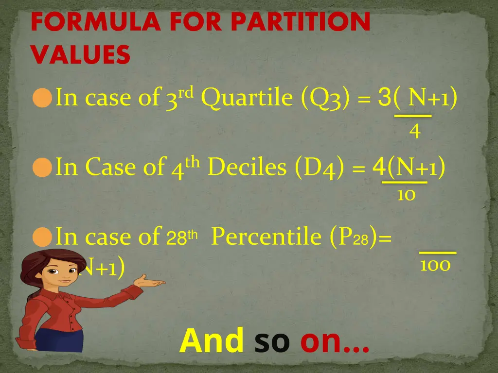 formula for partition values 1