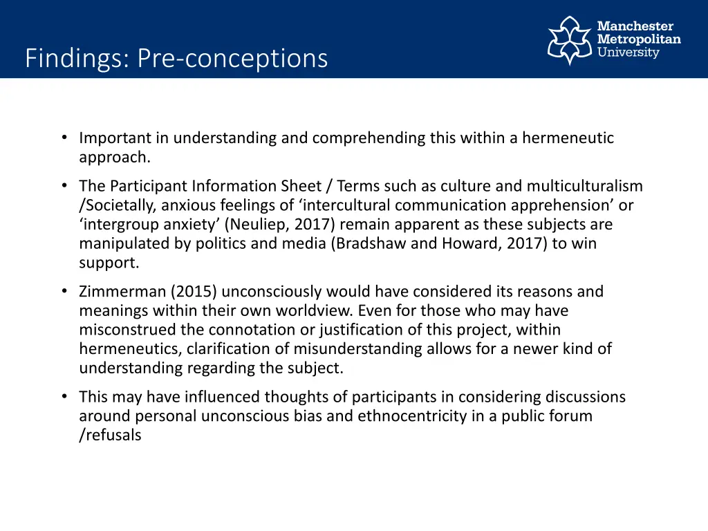 findings pre conceptions