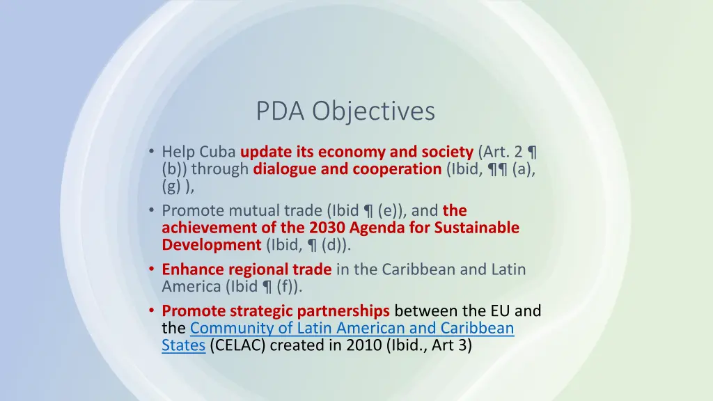 pda objectives