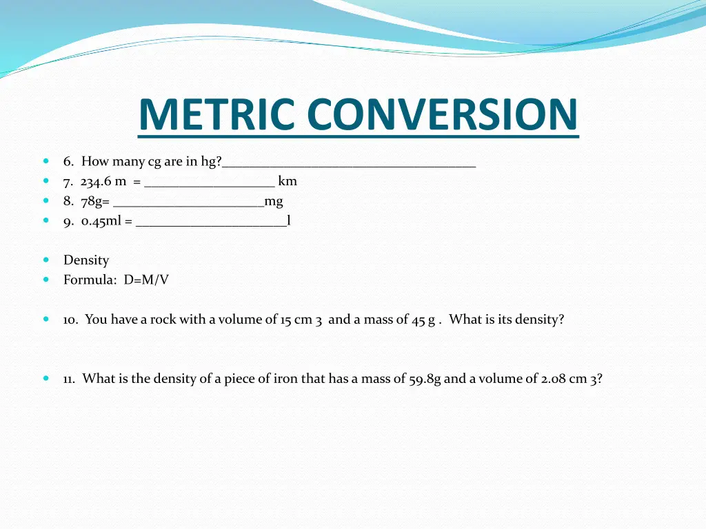 metric conversion 1