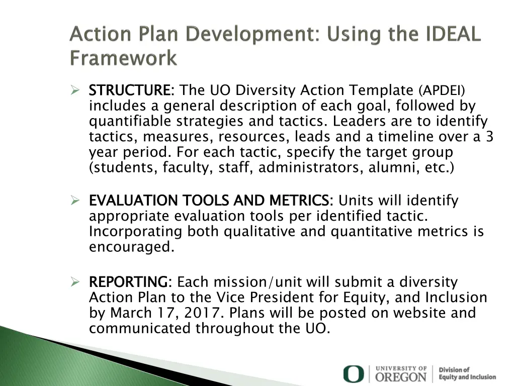 structure includes a general description of each