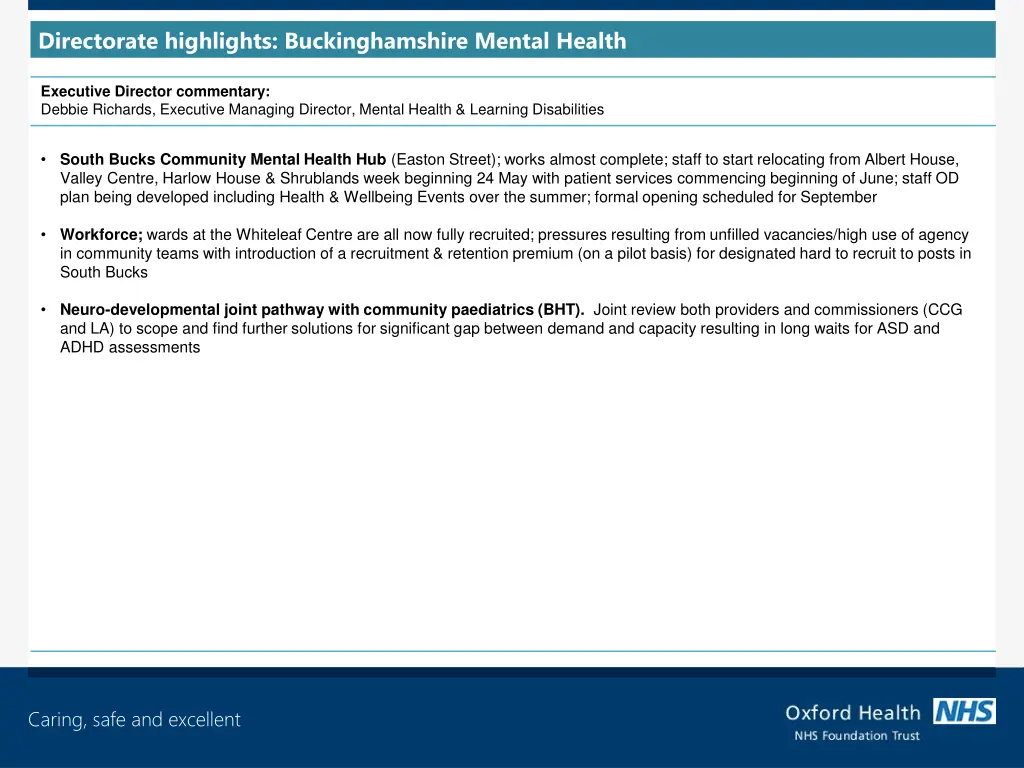 directorate highlights buckinghamshire mental
