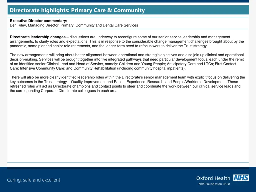 directorate highlights primary care community 1