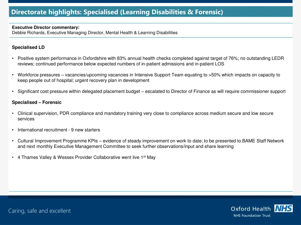 directorate highlights specialised learning