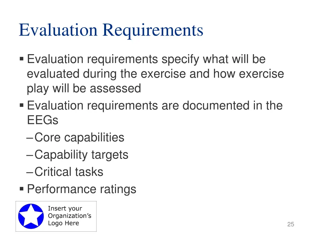 evaluation requirements