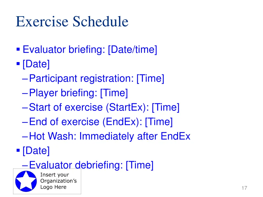 exercise schedule