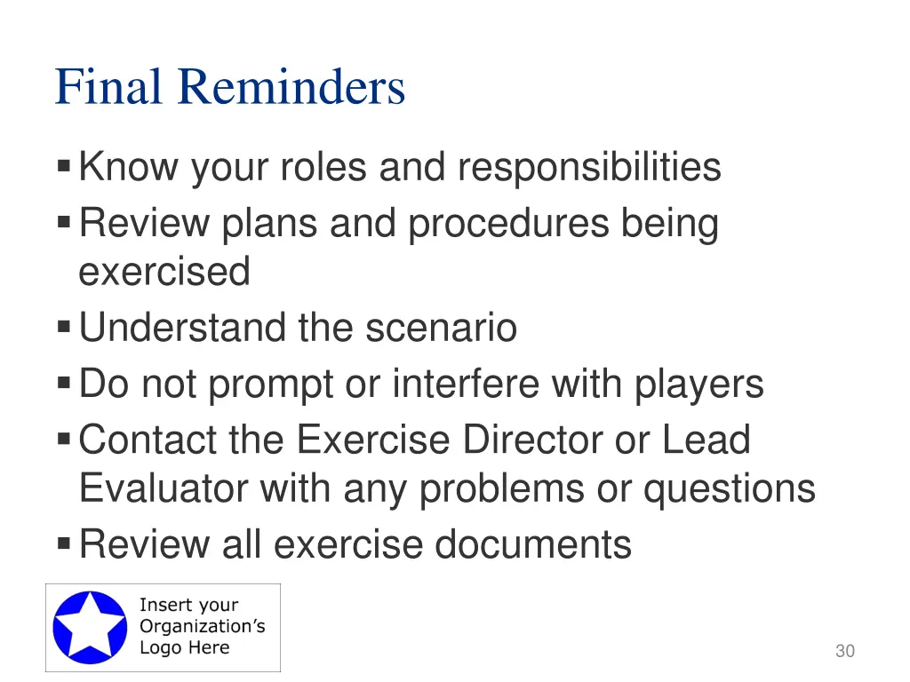 final reminders
