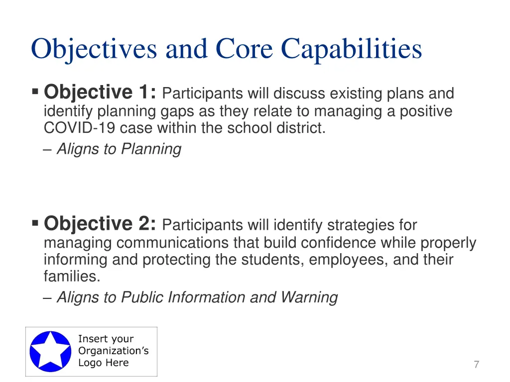 objectives and core capabilities 1