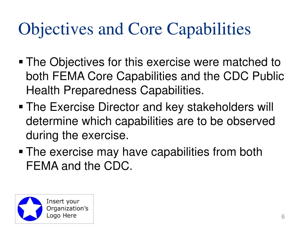 objectives and core capabilities