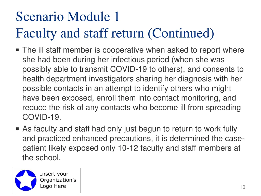 scenario module 1 faculty and staff return 1