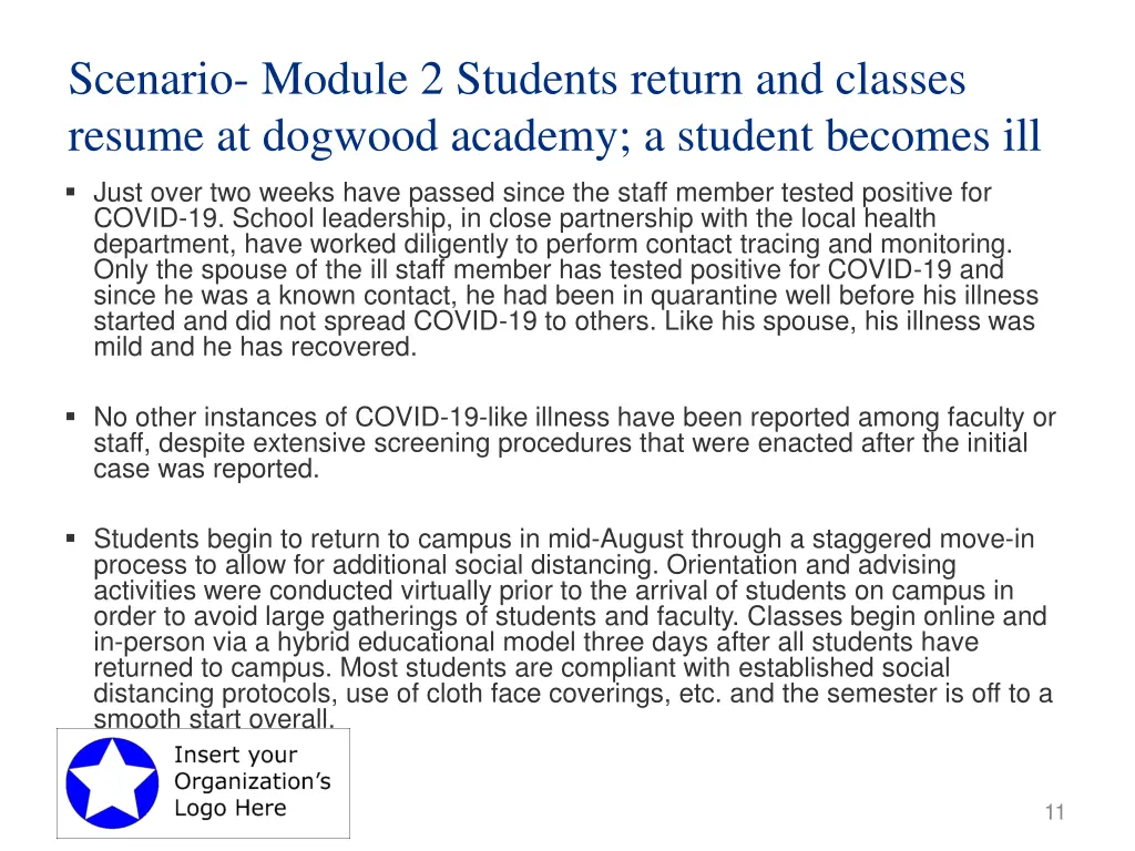 scenario module 2 students return and classes