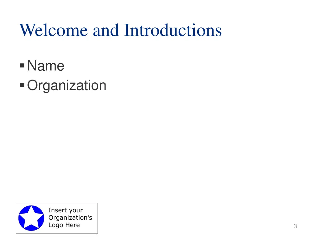 welcome and introductions