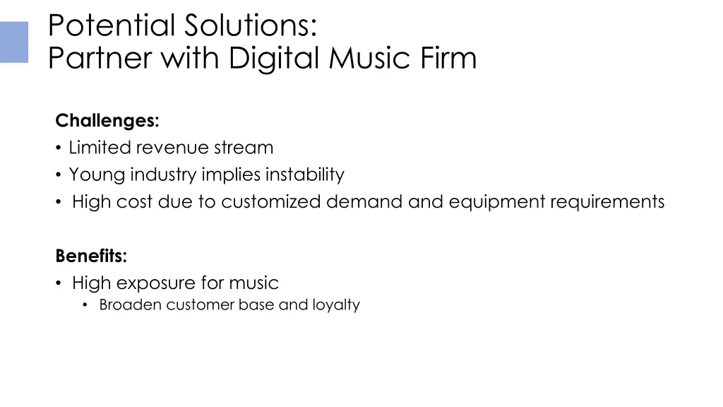 potential solutions partner with digital music
