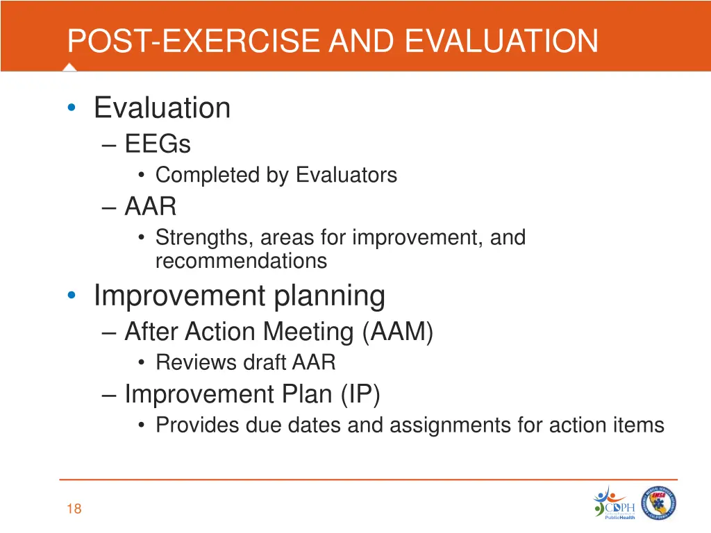 post exercise and evaluation