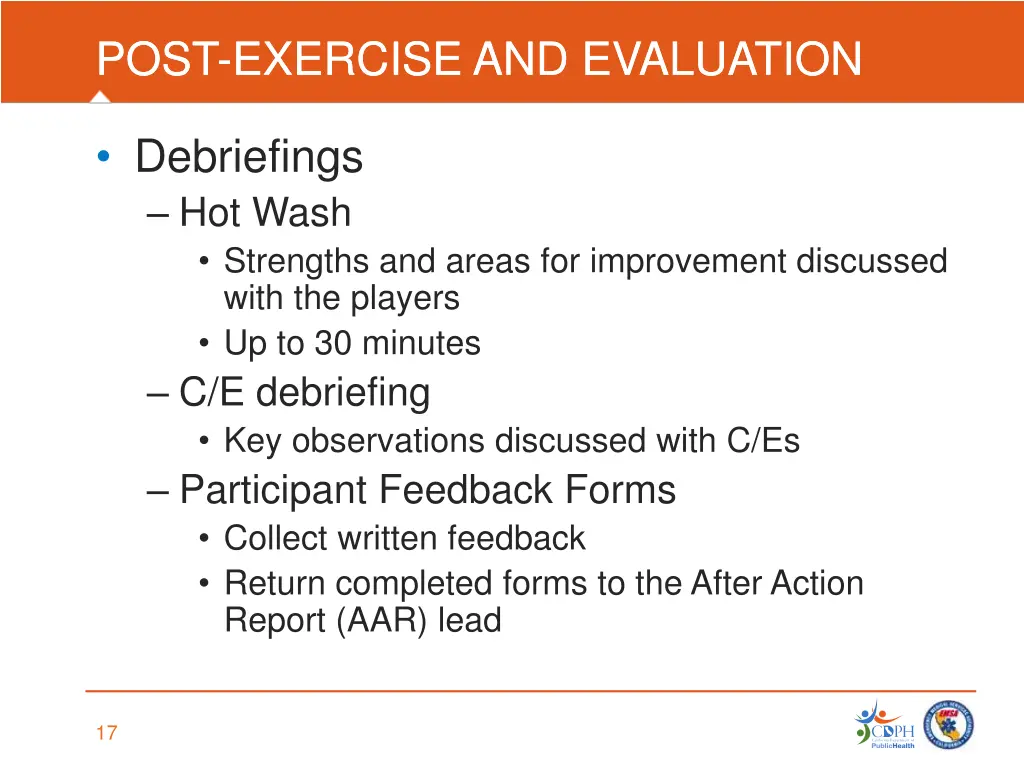 post exercise and evaluation post exercise