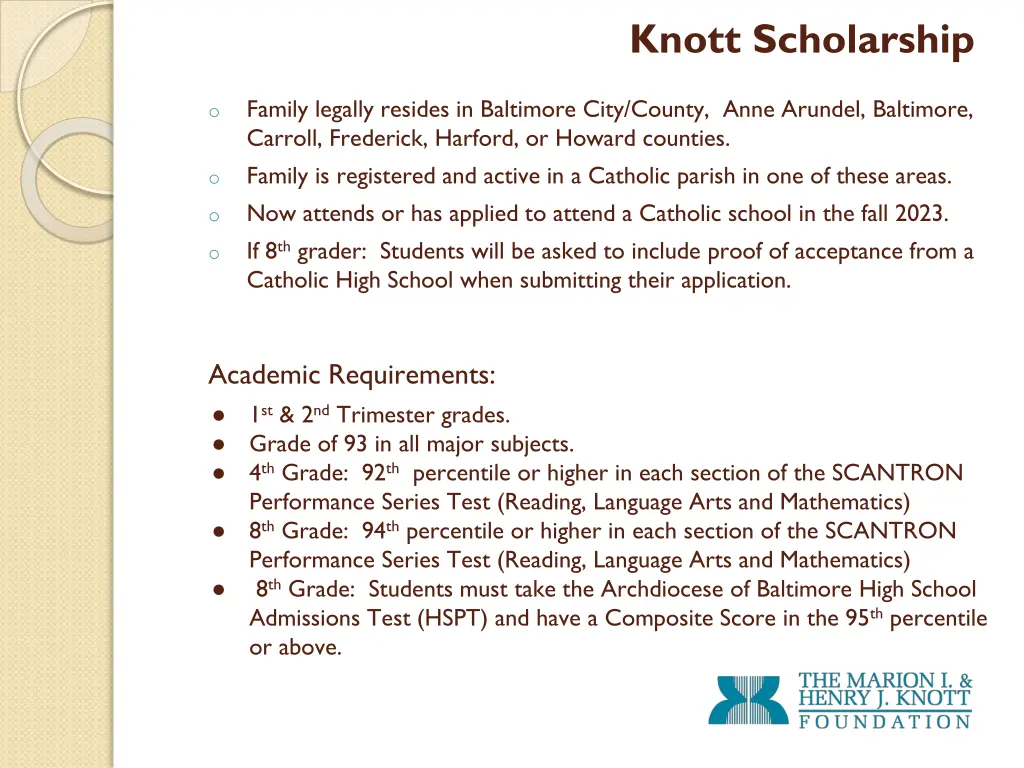 knott scholarship