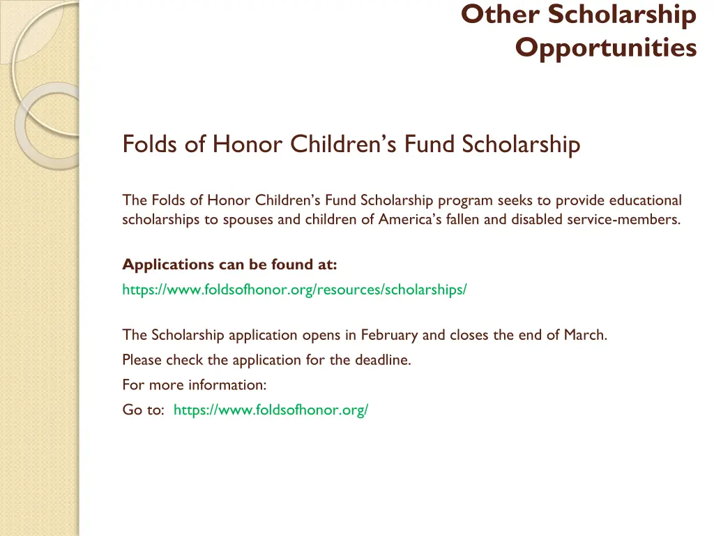 other scholarship opportunities