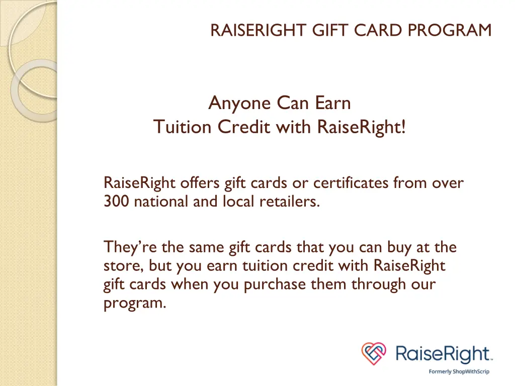 raiseright gift card program