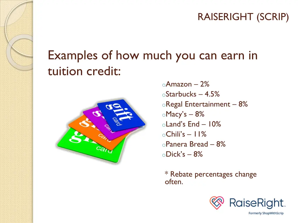 raiseright scrip