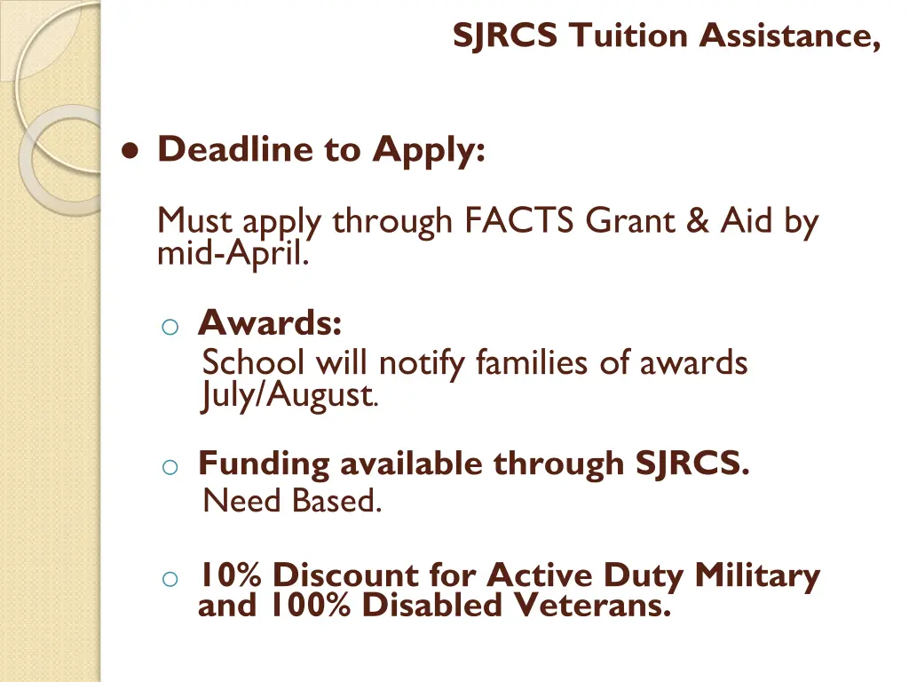 sjrcs tuition assistance