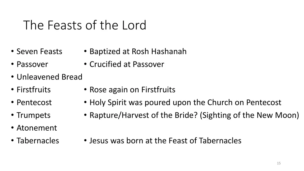 the feasts of the lord