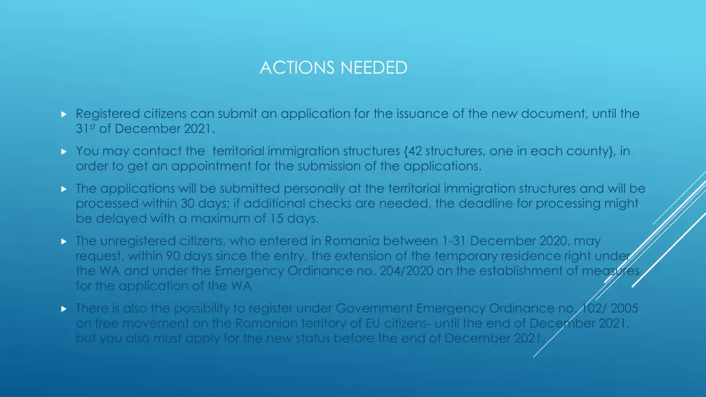 actions needed