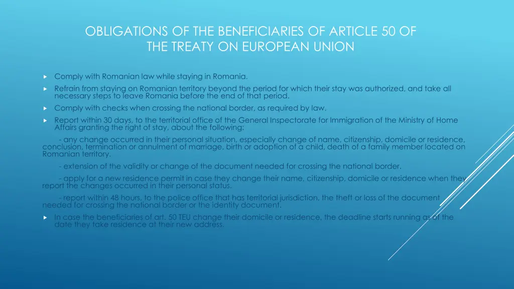 obligations of the beneficiaries of article