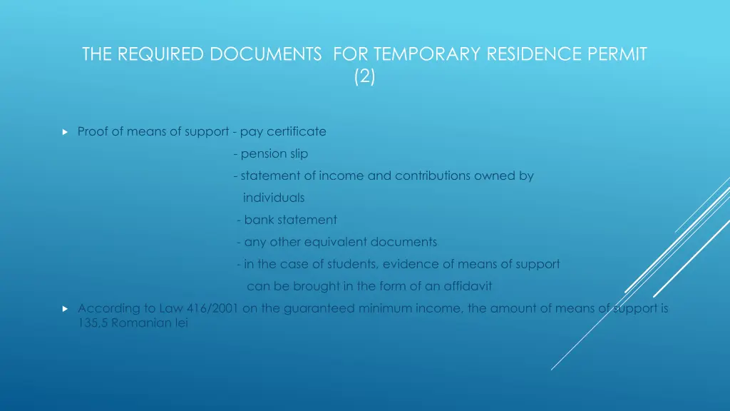 the required documents for temporary residence 1