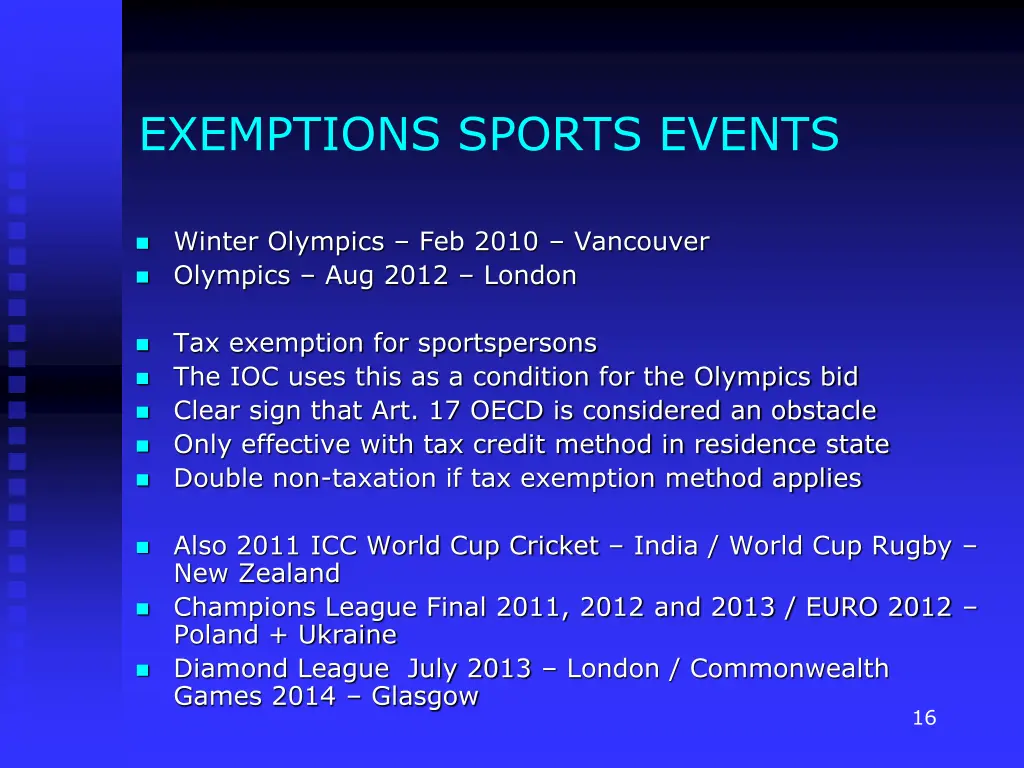 exemptions sports events
