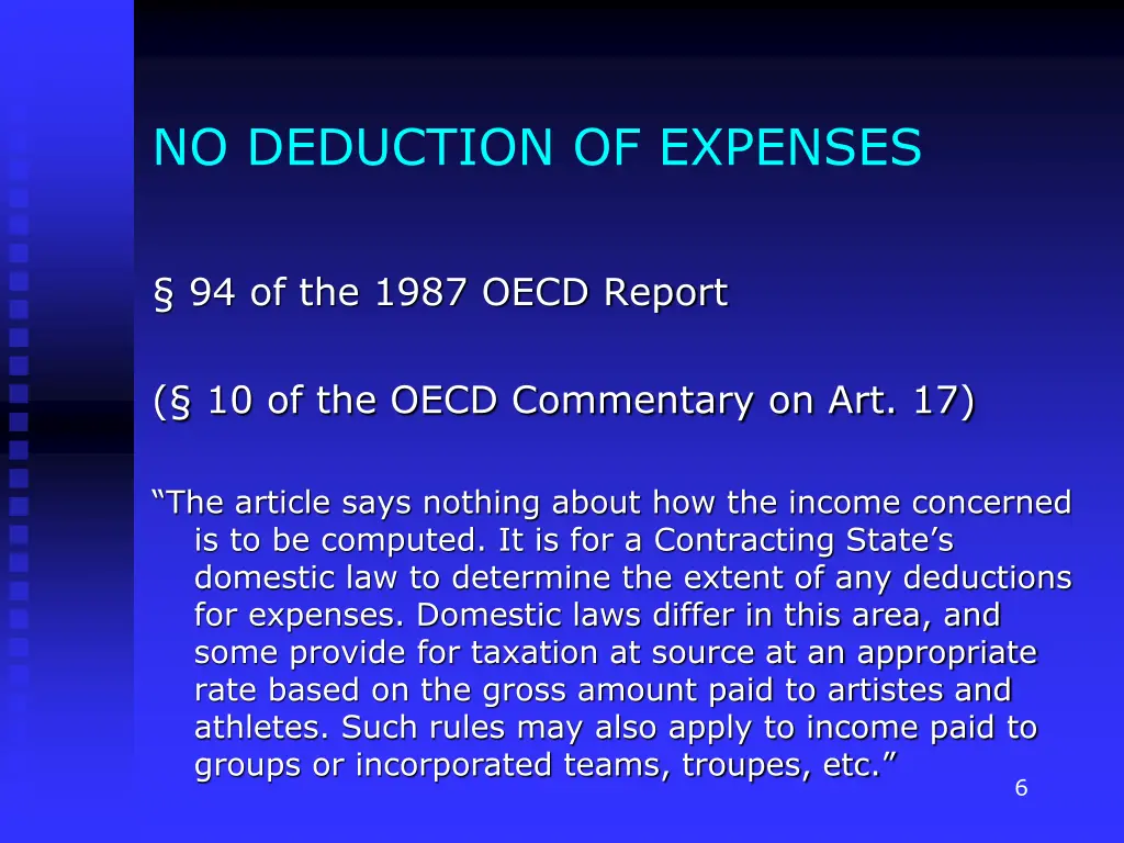 no deduction of expenses