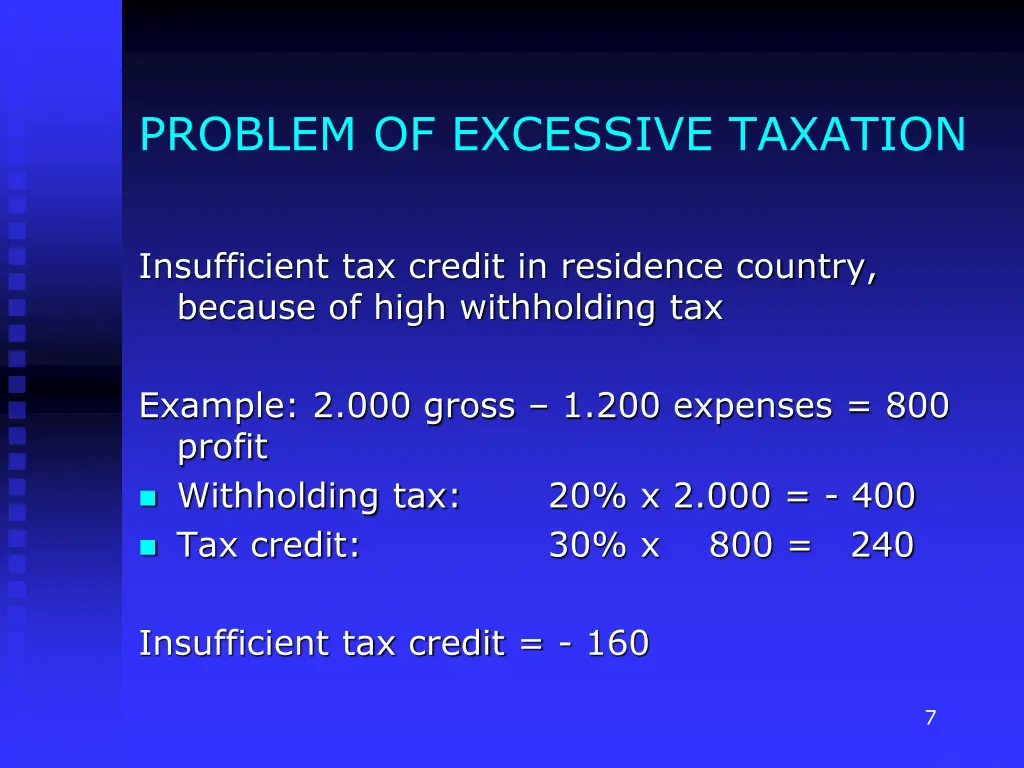 problem of excessive taxation
