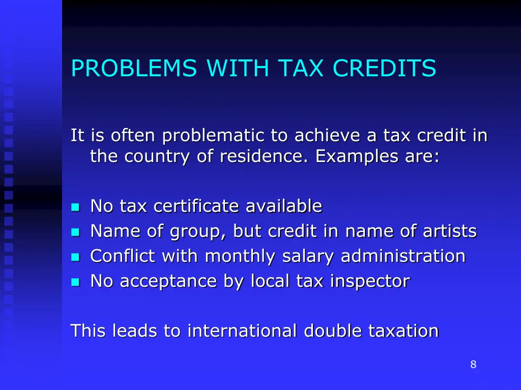 problems with tax credits