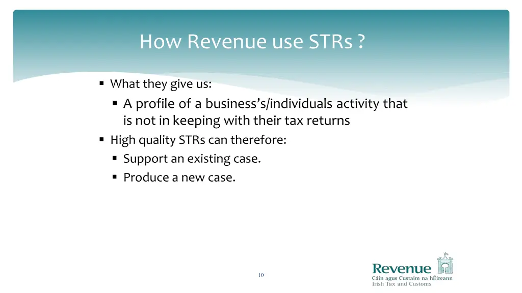 how revenue use strs 1