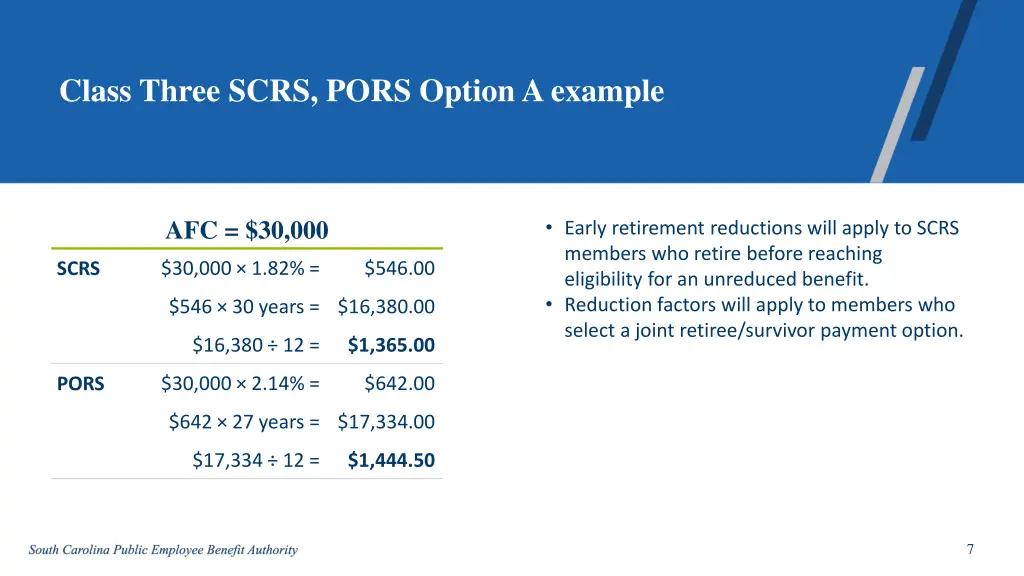class three scrs pors option a example
