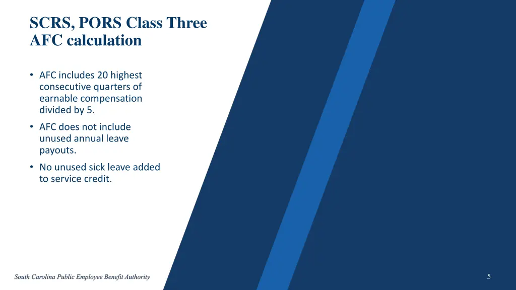 scrs pors class three afc calculation