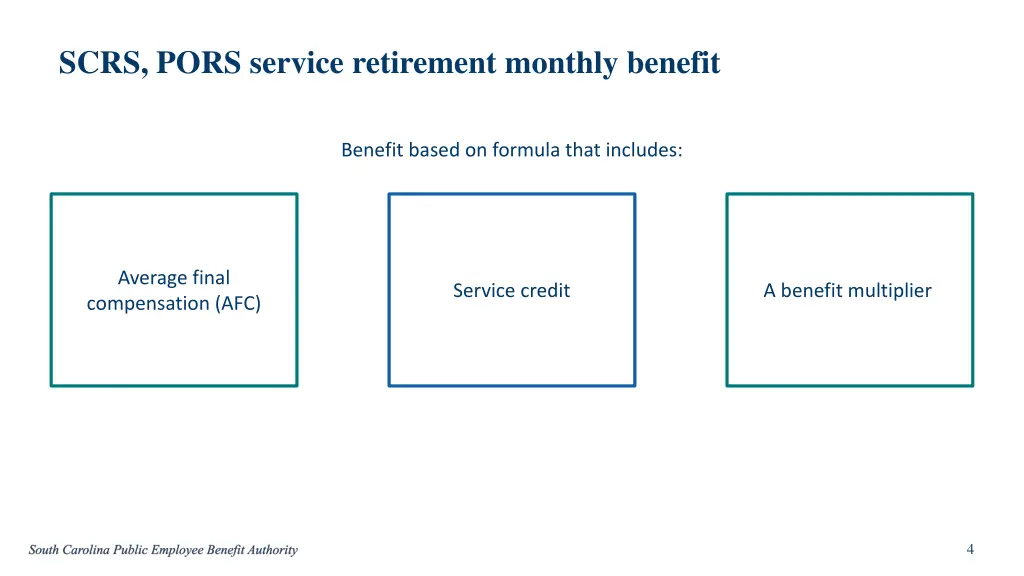 scrs pors service retirement monthly benefit