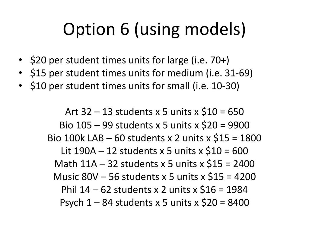 option 6 using models