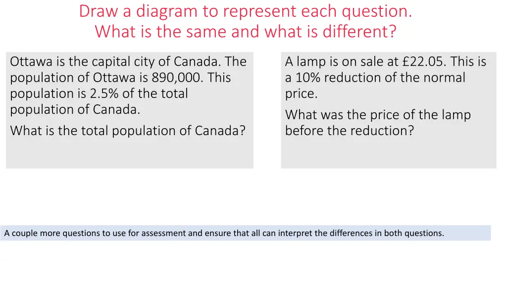 draw a diagram to represent each question what