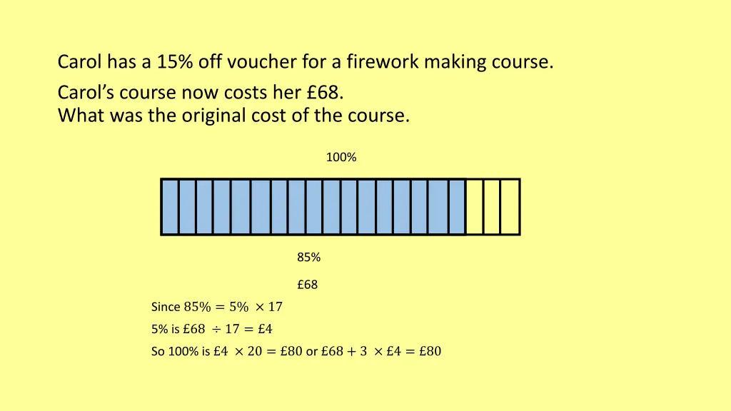 carol has a 15 off voucher for a firework making
