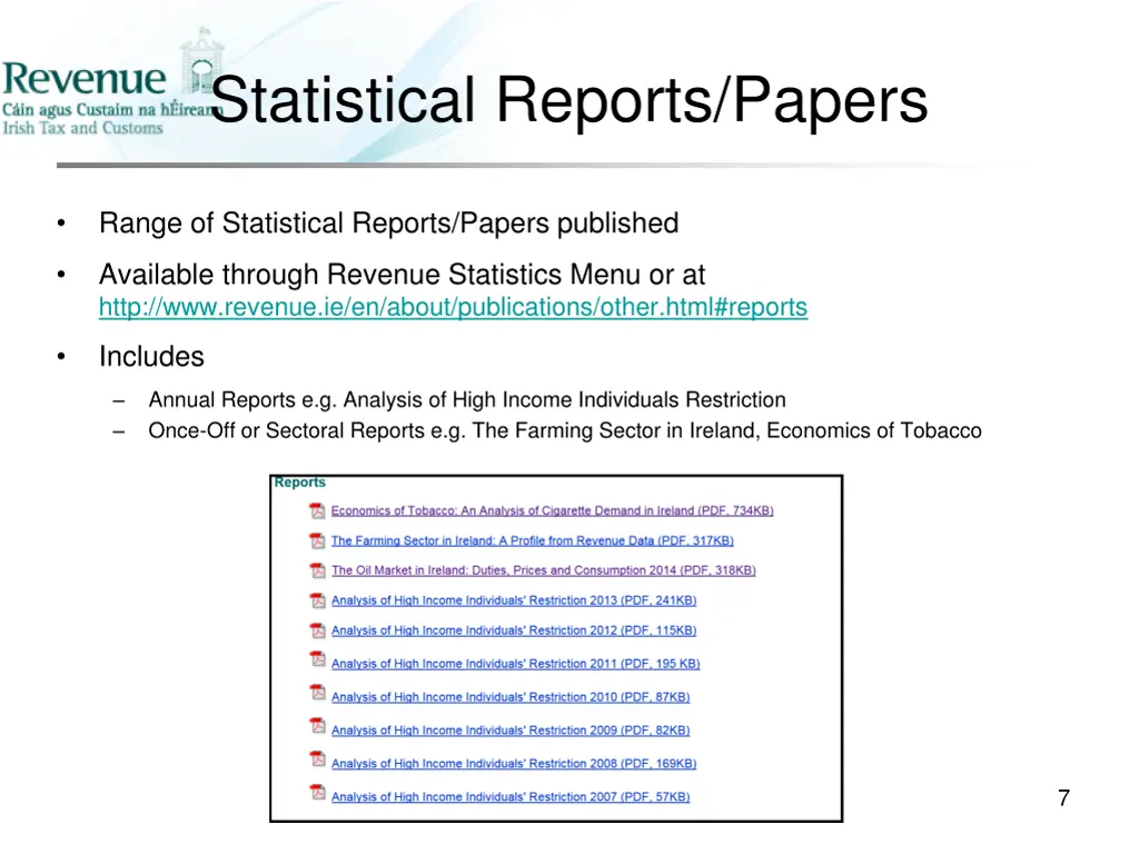 statistical reports papers