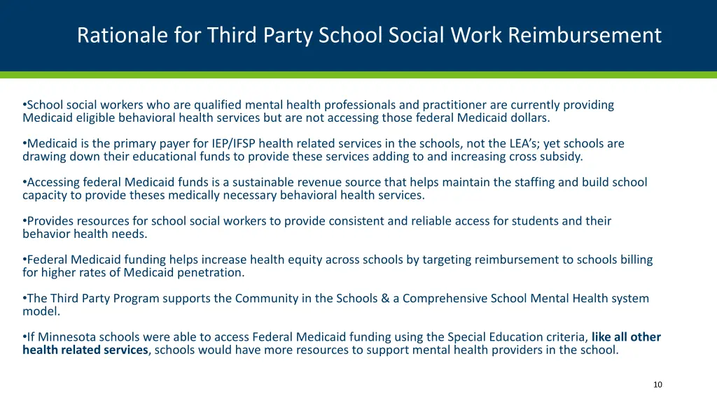 rationale for third party school social work